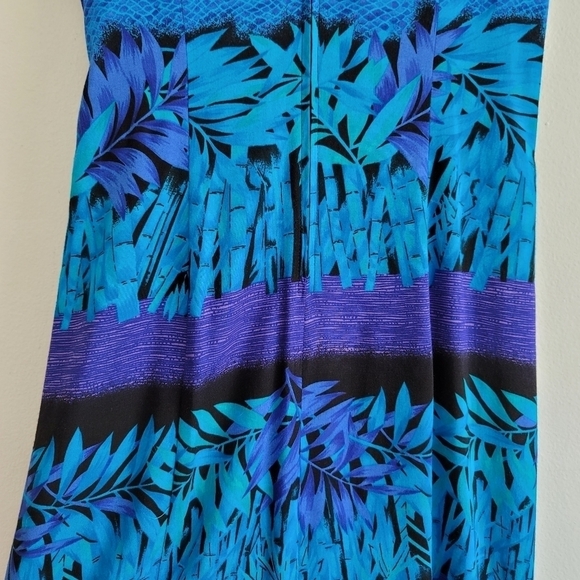VTG Jessica Howard M/L Blue Faux Wrap Tropical Maxi Dress - Picture 8 of 8